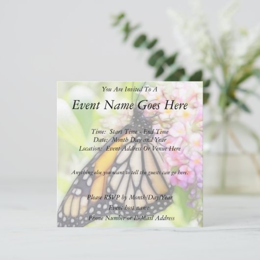 Monarch Butterfly Einladung (Stehend Vorderseite)