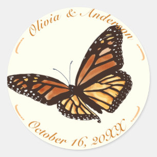 Monarch Butterfly Elfenbein-Hochzeit im Herbst Runder Aufkleber