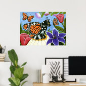 Monarch Butterfly Fairy Cat Fantasy Art Poster (Heimbüro)