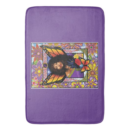 Monarch Butterfly Fairy Lila Badematte (Vorderseite Vertikal)