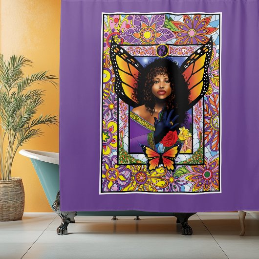 Monarch Butterfly Fairy Lila Duschvorhang