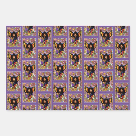 Monarch Butterfly Fairy Lila Geschenkpapier Set (Vorderseite 2)