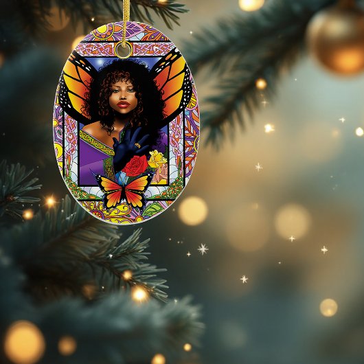 Monarch Butterfly Fairy Lila Keramik Ornament