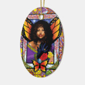 Monarch Butterfly Fairy Lila Keramik Ornament (Links)