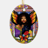 Monarch Butterfly Fairy Lila Keramik Ornament (Hinten)