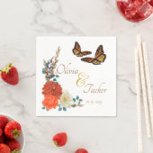 Monarch Butterfly Fall Floral Elfenbein Custom Serviette (Beispiel)