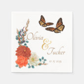 Monarch Butterfly Fall Floral Elfenbein Custom Serviette (Vorderseite)