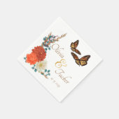 Monarch Butterfly Fall Floral Elfenbein Custom Serviette (Ecke)