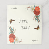 Monarch Butterfly Fall Floral Elfenbein Platzkarte (Außenseite Aufgefaltet)