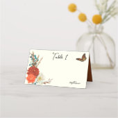 Monarch Butterfly Fall Floral Elfenbein Platzkarte (Rückseite)