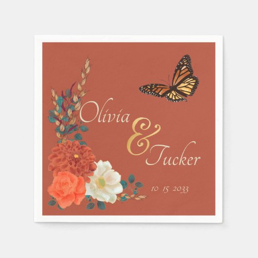 Monarch Butterfly Fall Florenz Terracotta auf dem Serviette (Vorderseite)