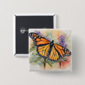 Monarch Butterfly Farbe Druck Button (Vorne & Hinten)