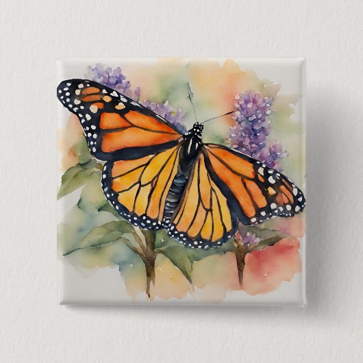 Monarch Butterfly Farbe Druck Button (Vorderseite)