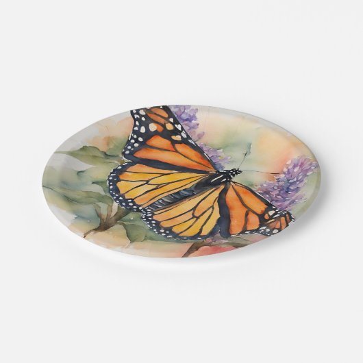 Monarch Butterfly Farbe Druck Pappteller (Schrägansicht)