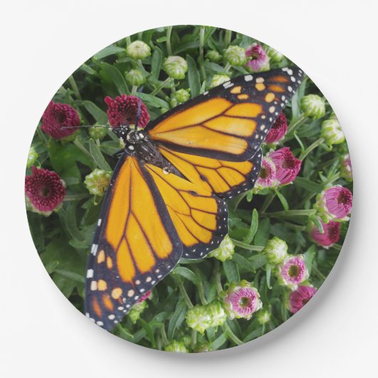 Monarch Butterfly farbenfrohe Blumenpapierplatte Pappteller (Vorderseite)