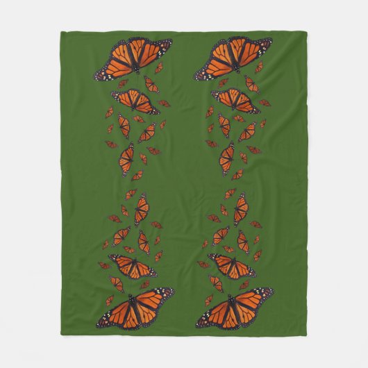 Monarch Butterfly Fleece Blanket (dunkelgrün) (Vorderseite)