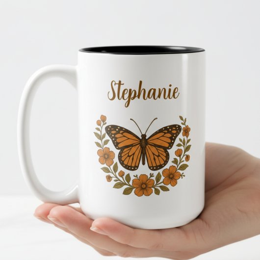 Monarch Butterfly Floral Mug Zweifarbige Tasse