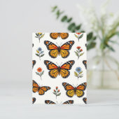 Monarch Butterfly Floral Pattern Postkarte (Stehend Vorderseite)