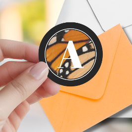 Monarch Butterfly Flügel Initial Orange und Black Runder Aufkleber