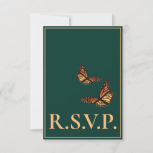 Monarch Butterfly Forest Green QRC UAWG RSVP Karte