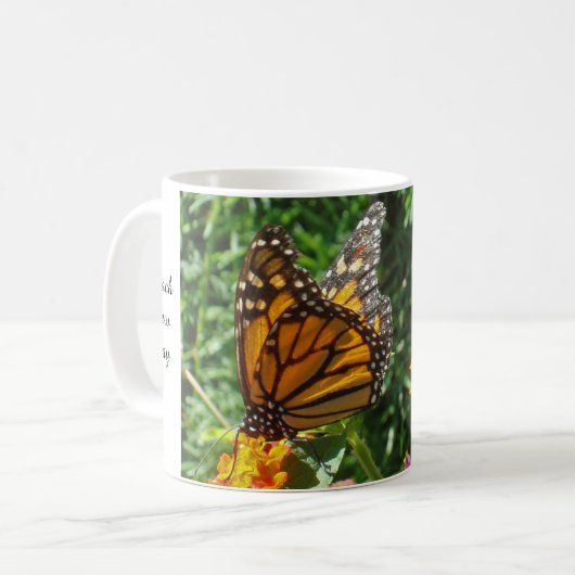 Monarch Butterfly Foto Frühmorgens Motivierend Kaffeetasse (Vorderseite Links)