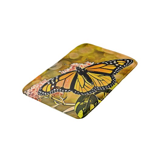 Monarch Butterfly Garden Art Badematte (Schrägansicht)