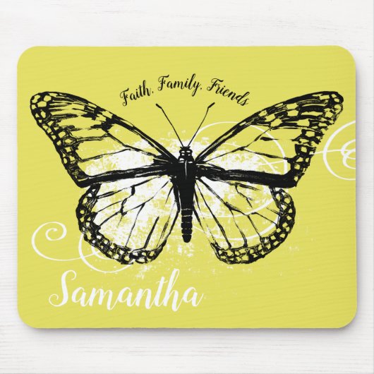 Monarch Butterfly Gelb Inspiration Mousepad (Vorne)