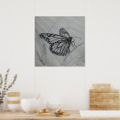 Monarch Butterfly-Graphit zeichnend Poster (Küche)