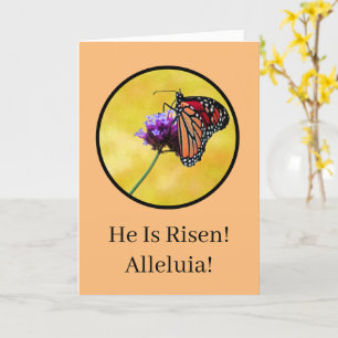 MONARCH BUTTERFLY/HAPPY EASTER/ER IST RISEN/ALLELU KARTE