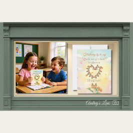 Monarch Butterfly Heart Watercolor Valentine Mitteilungskarte