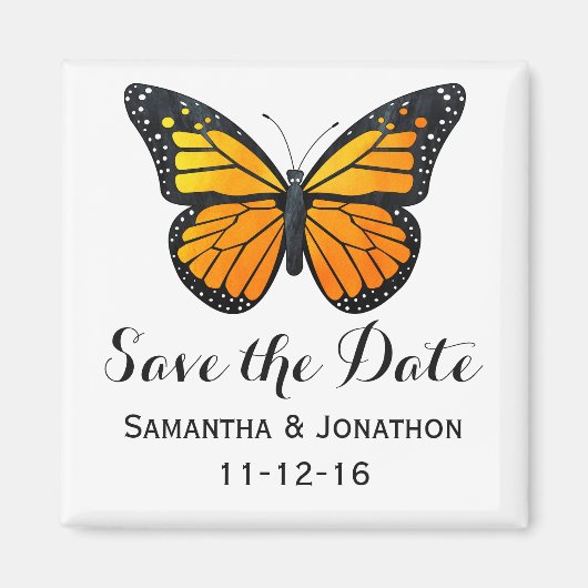 Monarch Butterfly Hochzeit rettet das Datum Magnet (Vorne)