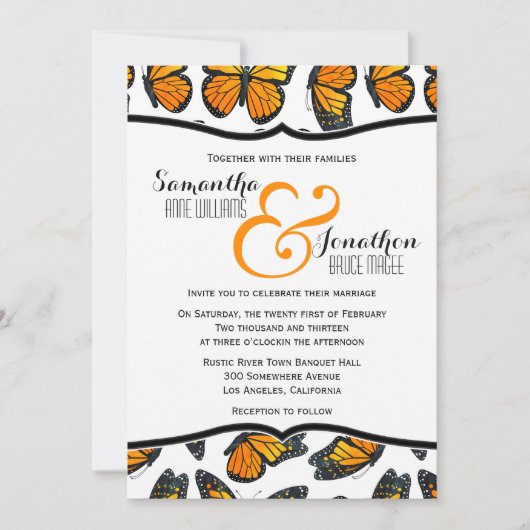Monarch Butterfly Hochzeitseinladung Einladung (Vorderseite)