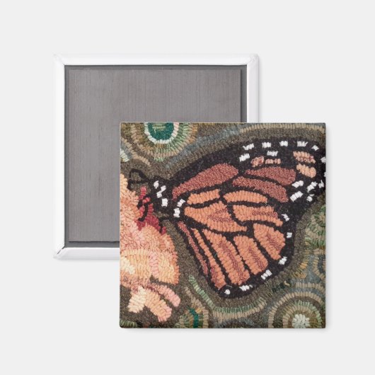 Monarch Butterfly Hooked Rug Magnet (Vorderseite/Rückseite)