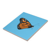 Monarch Butterfly Illustration Orange + Sky Blue Fliese (Seite)