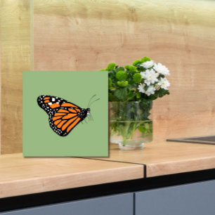Monarch Butterfly Illustration Orange und Green Fliese