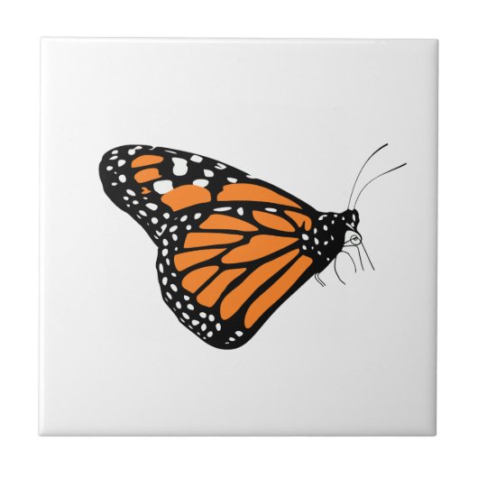 Monarch Butterfly Illustration Orange und Weiß Fliese (Vorderseite)