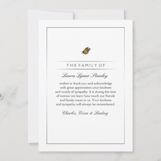 Monarch Butterfly im Gedächtnis deiner Dankeschön- Dankeskarte (Rückseite)