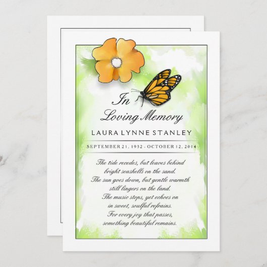 Monarch Butterfly im Gedächtnis deiner Dankeschön- Dankeskarte (Vorne/Hinten)