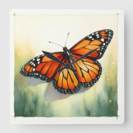 Monarch Butterfly in Watercolor REF55 - Watercolor Quadratische Wanduhr