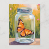 Monarch Butterfly Jar Watercolor Painting Postkarte (Vorderseite)