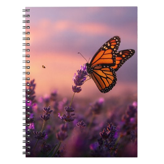 Monarch Butterfly Lavendel Sunset Notebook Notizblock (Vorderseite)