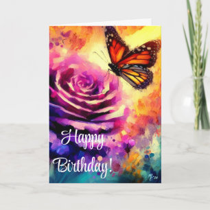 Monarch Butterfly Lila Rose Sonnenuntergang Geburt Karte