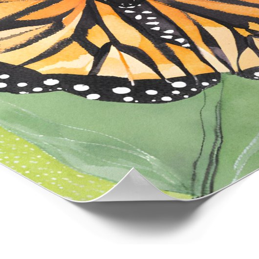 Monarch Butterfly | Malerei Wasserfarbe Poster (Ecke)