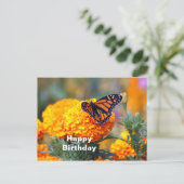 Monarch Butterfly Marigold Foto Geburtstag Postkarte (Stehend Vorderseite)