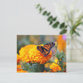 Monarch Butterfly Marigold Foto Postkarte (Stehend Vorderseite)