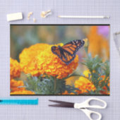 Monarch Butterfly Marigold Foto Seidenpapier (Handwerk)
