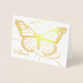 Monarch Butterfly Mit Monogramm Gold Folienkarte (Vorderseite)