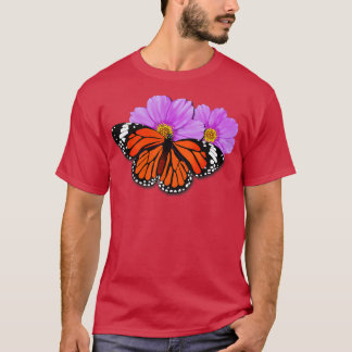 Monarch Butterfly mit violetten Blumen T-Shirt