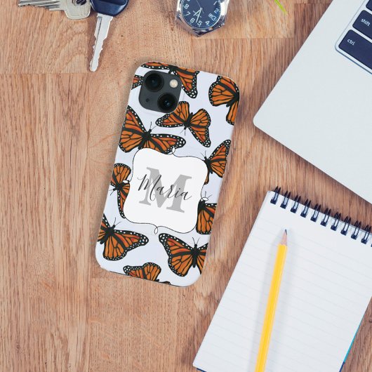 Monarch Butterfly Monogram Botanical Girl Case-Mate iPhone Hülle