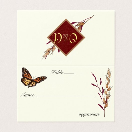 Monarch Butterfly-Monogramm Hochzeit im Herbst (Außenseite Aufgefaltet)